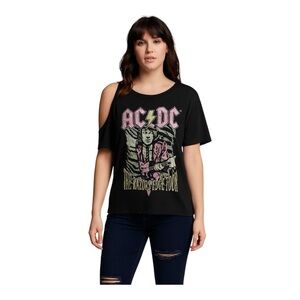vintage band tee, graphic tee, edgy style, rock n roll fashion, AC/DC shirt